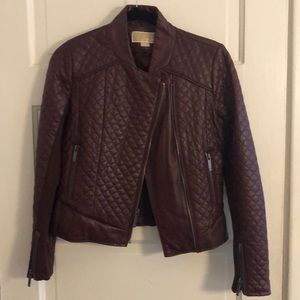 Michael Kors deep red/ brown leather jacket sz XS